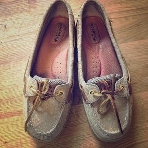 Cheetah Print Gold Sperrys